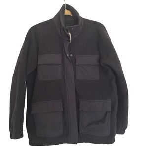 Vuori Utility Sherpa Fleece Jacket Womens S Black  Oversized Classic Nature Cozy